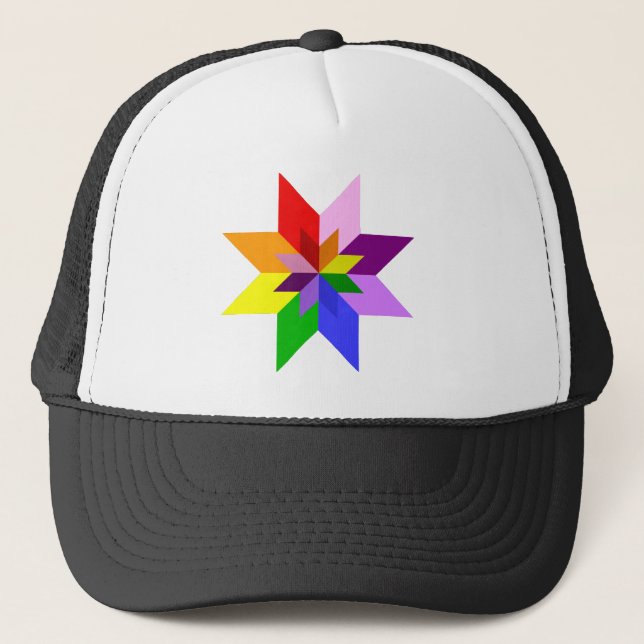 Multi-Color Star: Eight Point: Trucker Hat (Front)