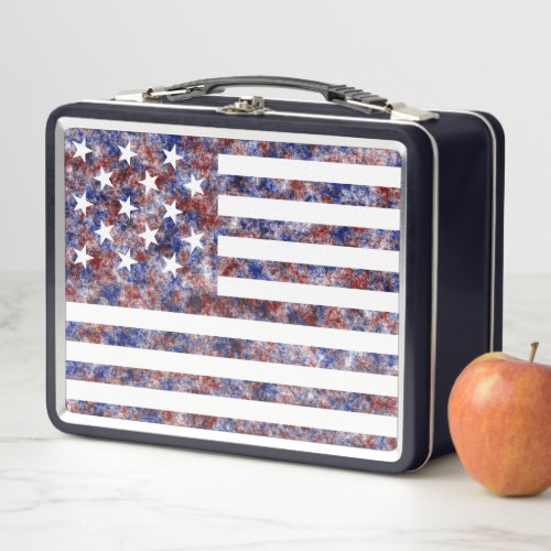 Multi Color Star_Spangled Banner America Flag Metal Lunch Box