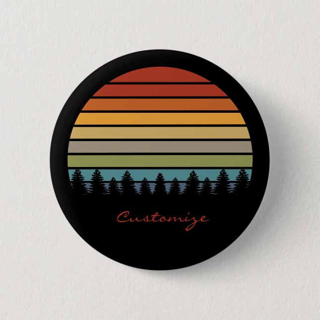 Multi-color striped sun with trees Thunder_Cove Button (Front)