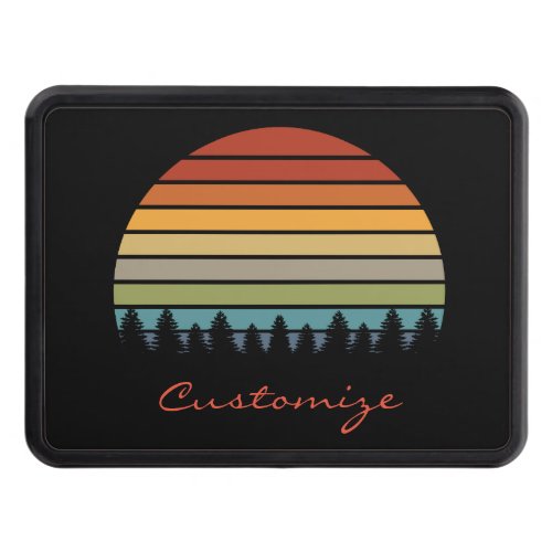 Multi_color striped sun with trees Thunder_Cove Hitch Cover