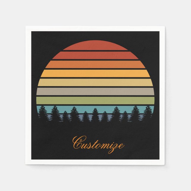 Multi-color striped sun with trees Thunder_Cove Napkins (Front)