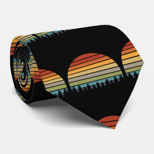 Multi-color striped sun with trees Thunder_Cove Neck Tie