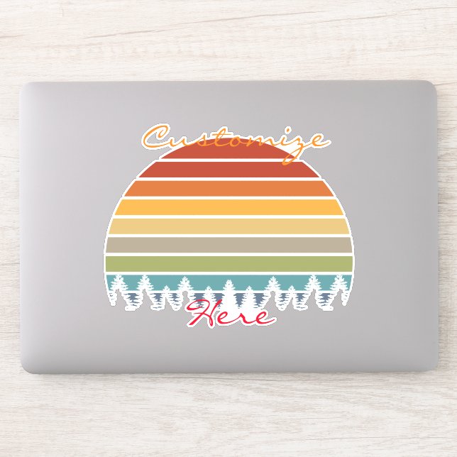 Multi-color striped sun with trees Thunder_Cove Sticker (Computer)
