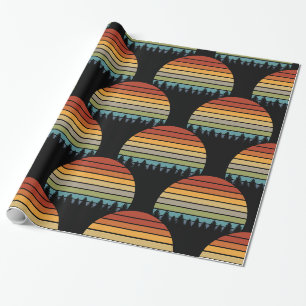Multi-color striped sun with trees Thunder_Cove Wrapping Paper