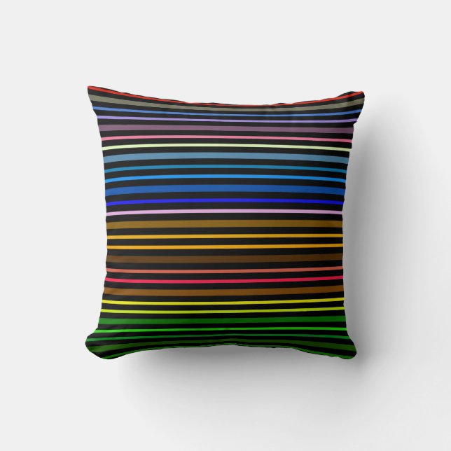 Multi Color Striped Throw Pillow (Front)