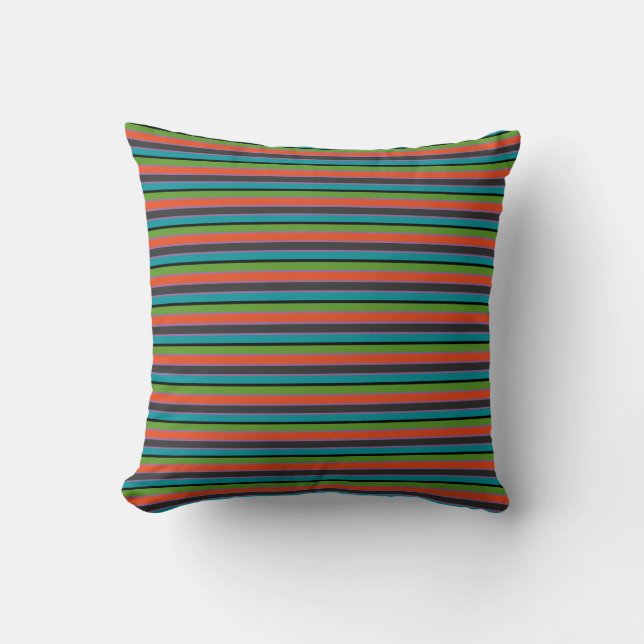 Multi-color Stripes Halloween Fall / Autumn Throw Pillow (Front)
