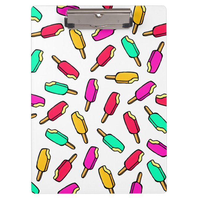 Multi Color Summer Popsicle Pattern Clipboard (Front)