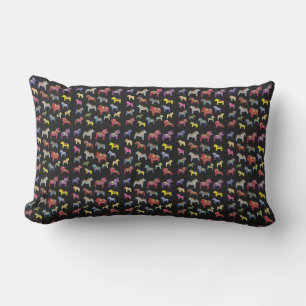 Multi-color Swedish Dala Horses Lumbar Pillow