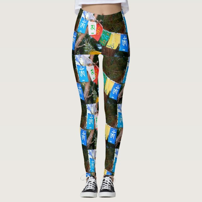 multi-color tibetan prayer flag leggings (Front)