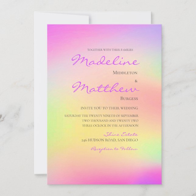 Multi Color Tie Dye Modern Wedding Invitation (Front)
