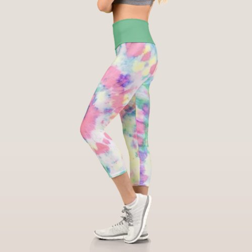 Multi_color tie dye pastel womens fitted capris