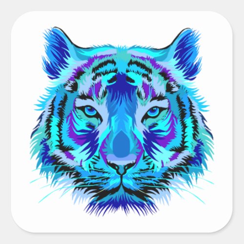 Multi color tiger design square sticker