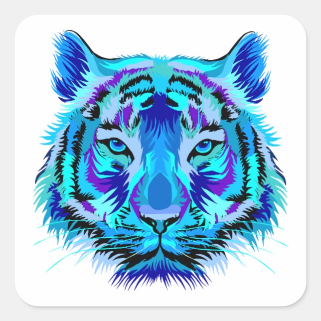 Multi color tiger design square sticker (Front)