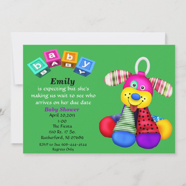 Multi-Color Toy Dog Baby Shower Invitation (Front)