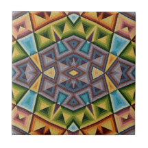 Multi Color Tribal Geometric Design Ceramic Tile