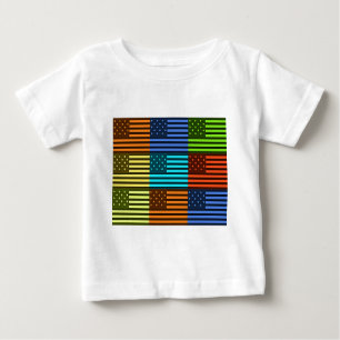 Multi-Color USA Flag Checkered: Modern Abstract Ve Baby T-Shirt