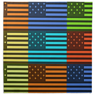 Multi-Color USA Flag Checkered: Modern Abstract Ve Napkin
