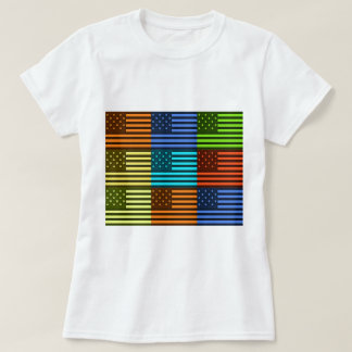 Multi-Color USA Flag Checkered: Modern Abstract Ve T-Shirt