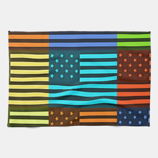 Multi-Color USA Flag Checkered: Modern Abstract Ve Towel