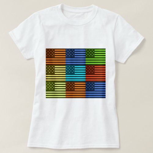 Multi color USA flag checkered vector pattern art  T_Shirt