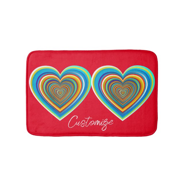 Multi-color Valentine Heart Thunder_Cove Bath Mat (Front)