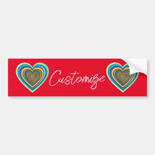 Multi_color Valentine Heart Thunder_Cove Bumper Sticker