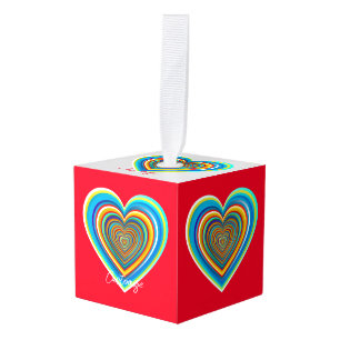 Multi-color Valentine Heart Thunder_Cove Cube Ornament