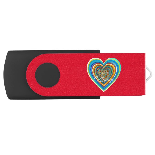 Multi-color Valentine Heart Thunder_Cove Flash Drive (Front)