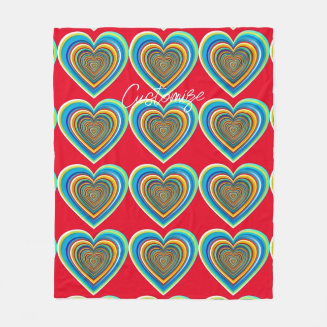 Multi-color Valentine Heart Thunder_Cove Fleece Blanket (Front)