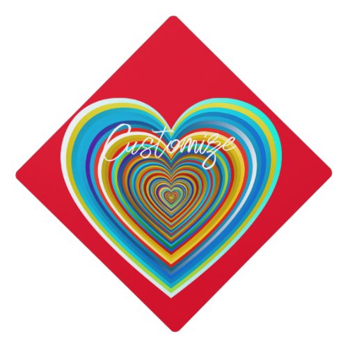 Multi_color Valentine Heart Thunder_Cove Graduation Cap Topper