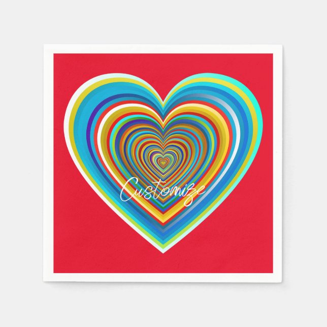 Multi-color Valentine Heart Thunder_Cove Napkins (Front)