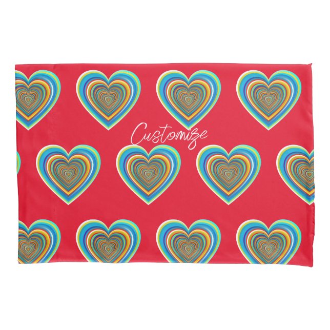 Multi-color Valentine Heart Thunder_Cove Pillow Case (Front)