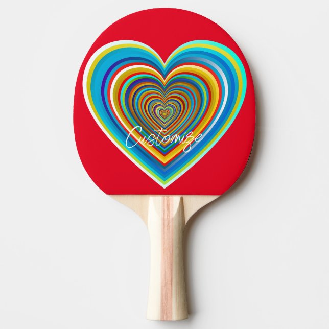 Multi-color Valentine Heart Thunder_Cove Ping Pong Paddle (Front)