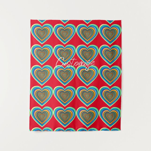 Multi-color Valentine Heart Thunder_Cove Tapestry (Front)