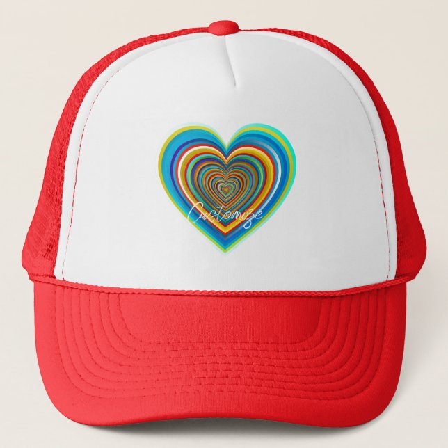 Multi-color Valentine Heart Thunder_Cove  Trucker Hat (Front)