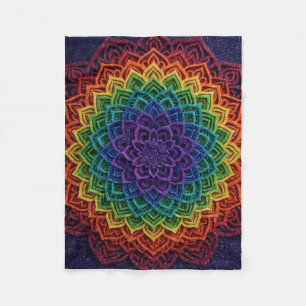 Multi Color Vibrant Geometric Mandala Art Fleece B Blanket