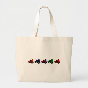 Multi Color Vintage Roller Skates Large Tote Bag