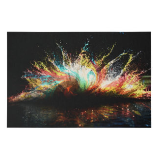Multi Color Water Splash Digital Art Faux Canvas Print