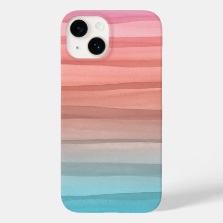 Multi Color Watercolor Lines Gradient Pattern Case-mate Iphone 14 Case