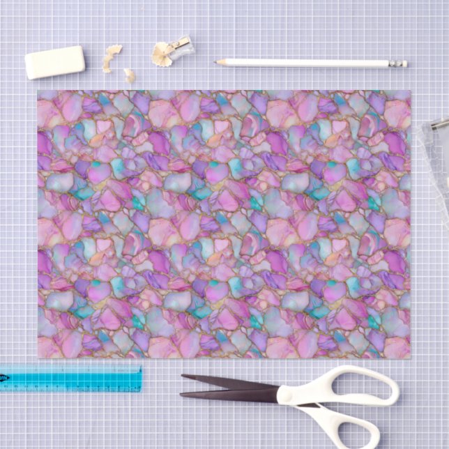 Multi-Color Watercolor Mosaic Sea Glass  Tissue Paper (Craft)