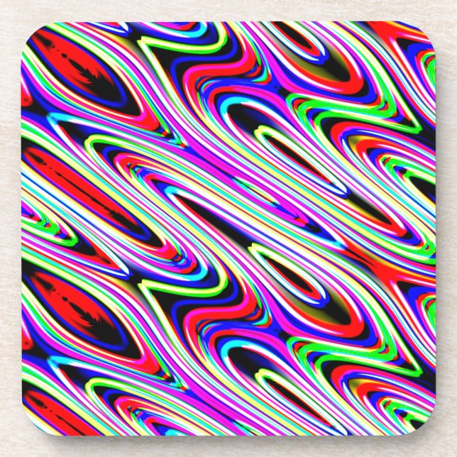 Multi Color Wave Abstract Pattern Beverage Coaster (Front)