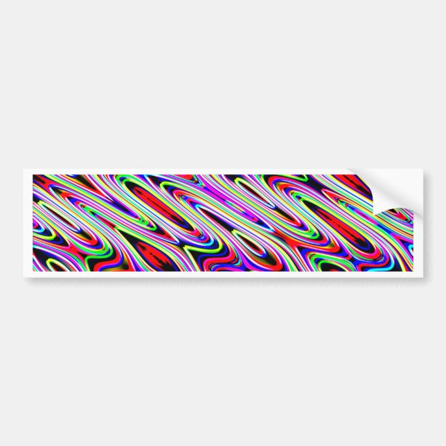 Multi Color Wave Abstract Pattern Bumper Sticker (Front)