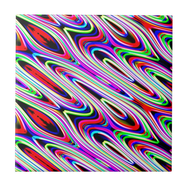 Multi Color Wave Abstract Pattern Tile (Front)