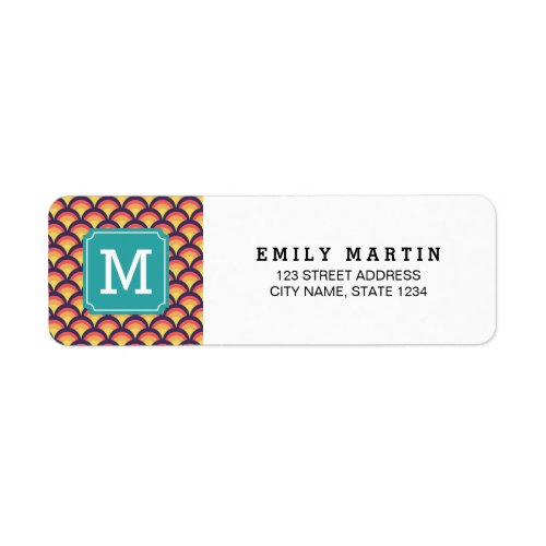 Multi_Color Waves Geometric Monogram Address Label