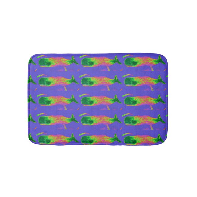 multi-color whales pattern bath mat (Front)