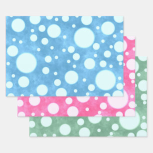 Multi-Color White Polka Dots Pattern Decoupage Wrapping Paper Sheets