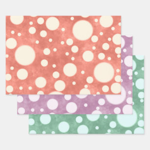 Multi-Color White Polka Dots Pattern Decoupage Wrapping Paper Sheets