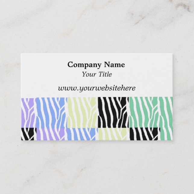 Multi Color Zebra Print Business Card (Front)