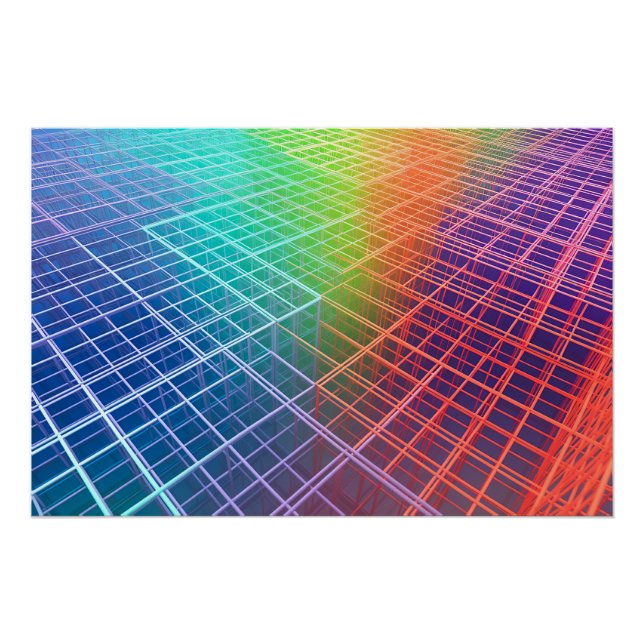 Multi-Colored 3D Grid Poster (Front)