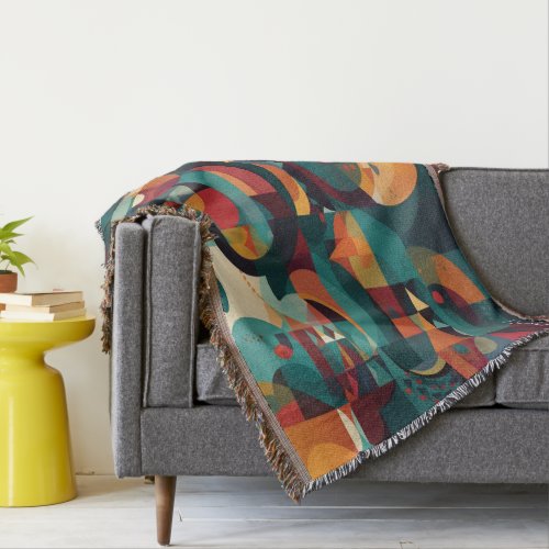 Multi_Colored Abstract Art Cotton Throw Blanket